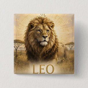 Leeuw Sterrenbeeld Verjaardag Astrologie Cadeau Vierkante Button 5,1 Cm