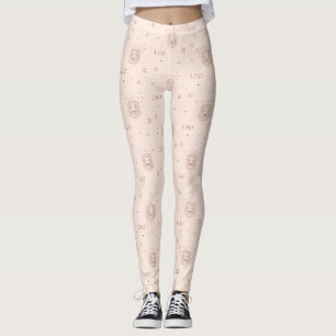 Leeuw sterrenbeeldpatroon in bruin en bordeauxrood leggings
