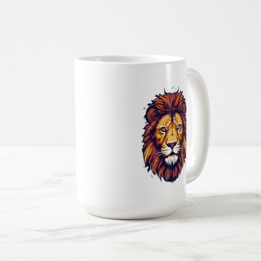 Leeuw sticker koffiemok (Voorkant rechts)