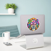Leeuw Stickers ontketenen de Wild Beauty (Laptop op bureau)