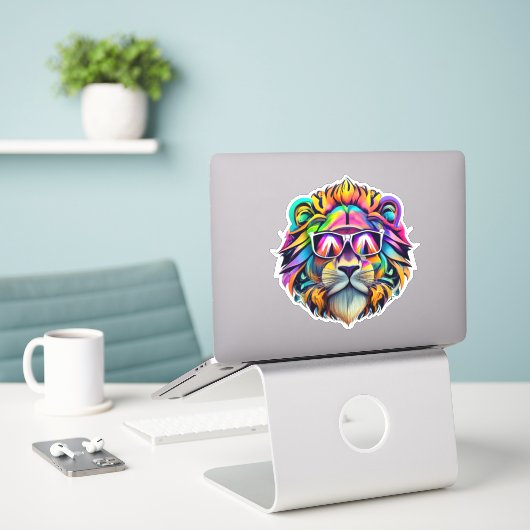 Leeuw Stickers ontketenen de Wild Beauty (Laptop op bureau)