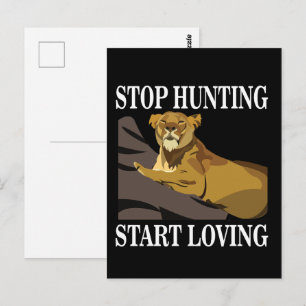 Leeuw Stop met Jagen Begin met Liefhebben Briefkaart