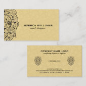 Leeuw Sugar Skull & Beige Paisley Visitekaartje (Voorkant / Achterkant)