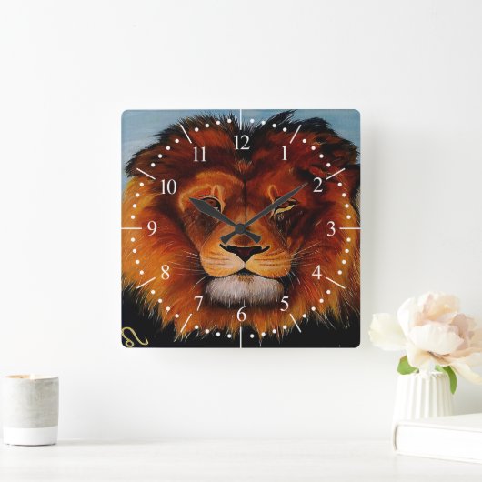 Leeuw teken vierkante klok (Huis)