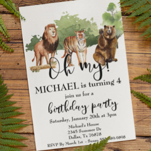 Leeuw Tijger Beer Oh Mijn Jungle Thema Waterverf Kaart