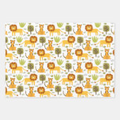 Leeuw Tijger Jungle Inpakpapier Set van 3 Vel (Voorkant)
