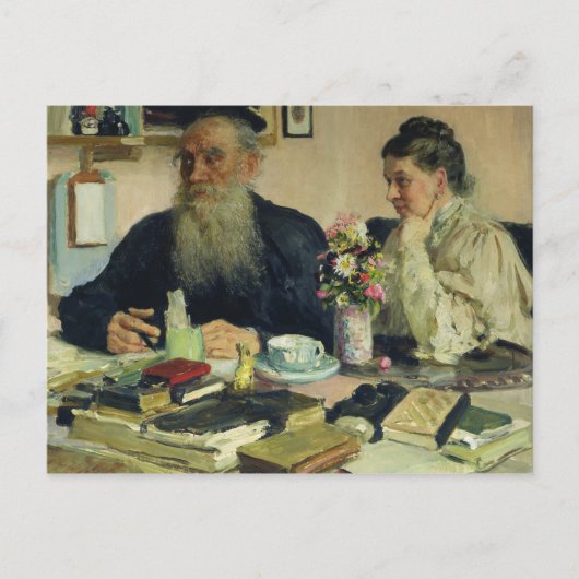Leeuw Tolstoy met zijn vrouw in Yasnaya Polyana Briefkaart (Voorkant)