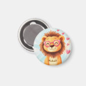 Leeuw Valentijnsdag Hart Badge Kinderen School Magneet (Voorkant / Achterkant)