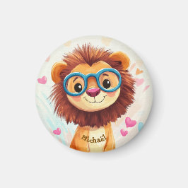 Leeuw Valentijnsdag Hart Badge Kinderen School Magneet