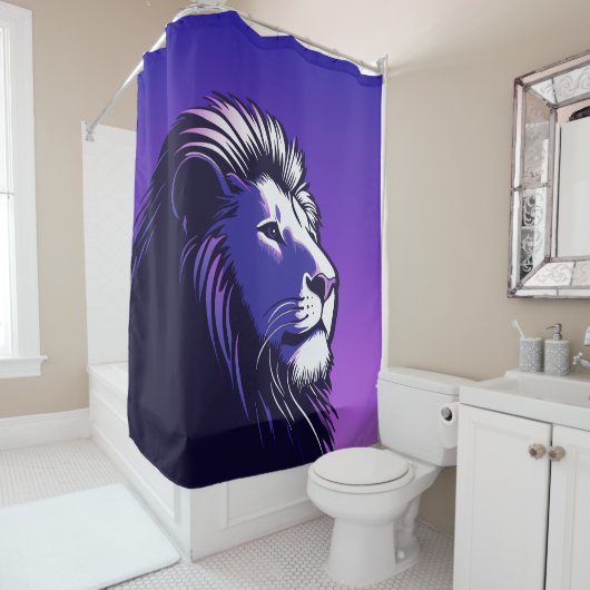 Leeuw van de jaren 80 douchegordijn (In situ)