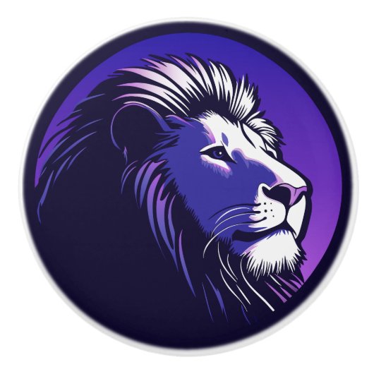 Leeuw van de jaren 80 keramische knop (Voorkant)