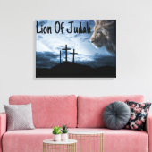Leeuw van de Judah Tribe Cross Canvas Wall Art Afdruk (Insitu (Woonkamer))