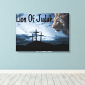 Leeuw van de Judah Tribe Cross Canvas Wall Art Afdruk (Insitu (Houten vloer))