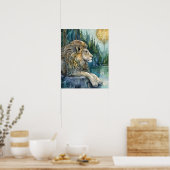 Leeuw van het betoverde rijk Fantasy Art Poster (Keuken)