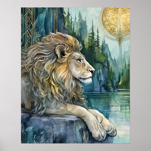 Leeuw van het betoverde rijk Fantasy Art Poster (Voorkant)