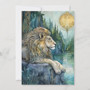 Leeuw van het Betoverde Rijk Fantasy Kunst Plat Ka