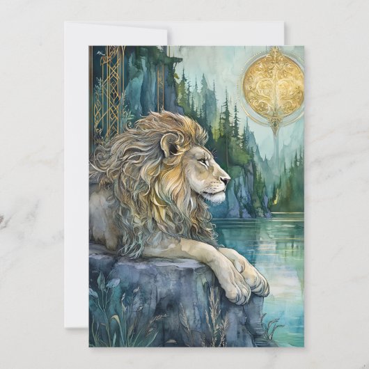 Leeuw van het Betoverde Rijk Fantasy Kunst Plat Ka (Voorkant)