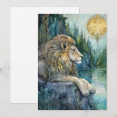 Leeuw van het Betoverde Rijk Fantasy Kunst Plat Ka (Voorkant / Achterkant)