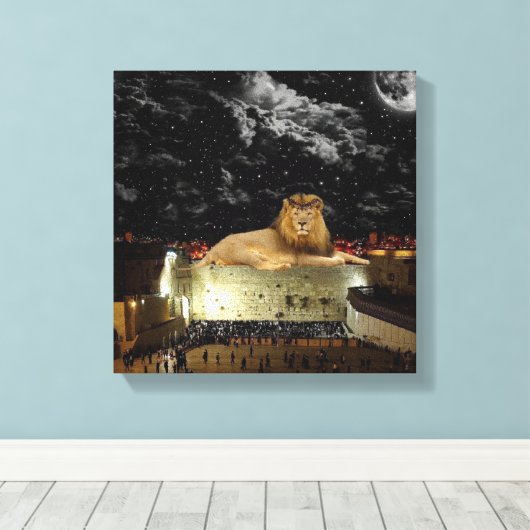Leeuw van Juda aan de Westerne muur Canvas Afdruk (Insitu (Houten vloer))
