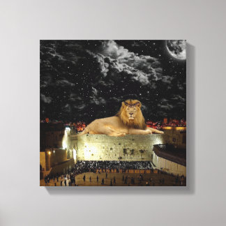 Leeuw van Juda aan de Westerne muur Canvas Afdruk