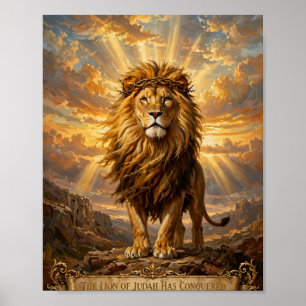 Leeuw van Juda Doornenkroon Christelijke Kunst Pos Poster