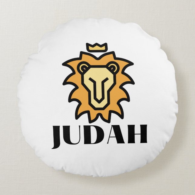 Leeuw van Juda Geloof Gebaseerd Rond Kussen (Voorkant)