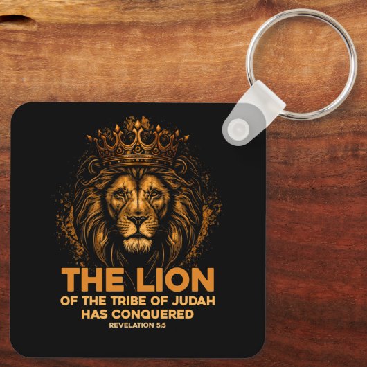 Leeuw van Juda Jezus Bijbelvers Christelijk Revela Sleutelhanger (Achterkant)
