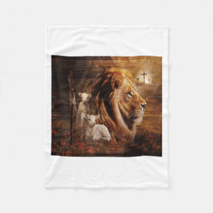 Leeuw Van Juda Lam God Kruis Jezus Licht God Fleece Deken