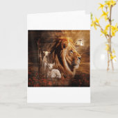 Leeuw Van Juda Lam God Kruis Jezus Licht God  Kaart (Gele Bloem)