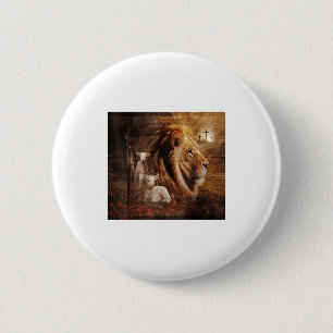 Leeuw Van Juda Lam God Kruis Jezus Licht God Ronde Button 5,7 Cm