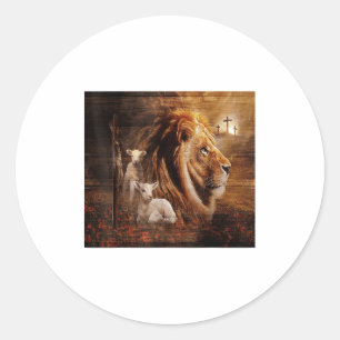 Leeuw Van Juda Lam God Kruis Jezus Licht God  Ronde Sticker
