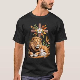 Leeuw Van Juda Lam Gods Christelijk Kruis Geloof W T-shirt