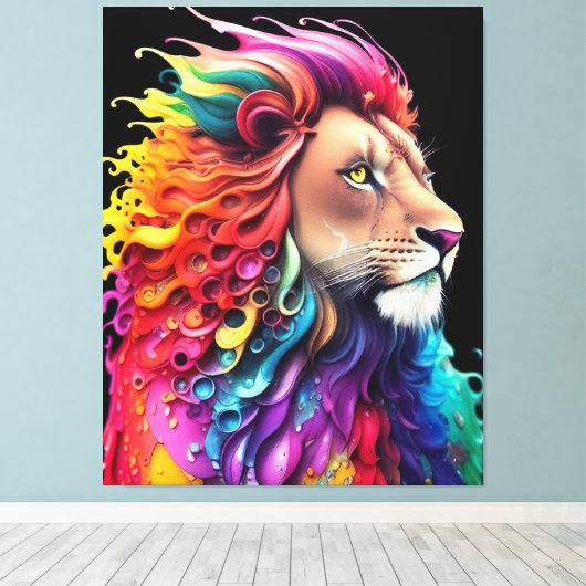 Leeuw van Juda Majestic Kleurrijke Levendige Chris Canvas Afdruk (Insitu (Houten vloer))