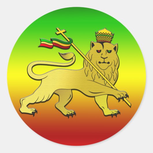Leeuw van Juda - Rasta Reggae Leeuw Ronde Sticker (Voorkant)