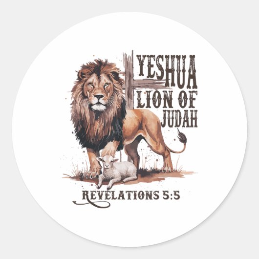 Leeuw van Juda Yeshua Jezus Bijbel Religieus Chris Ronde Sticker (Voorkant)