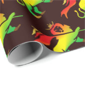 Leeuw van Judah in Rasta-kleuren op donkere achter Cadeaupapier (Rol Hoek)