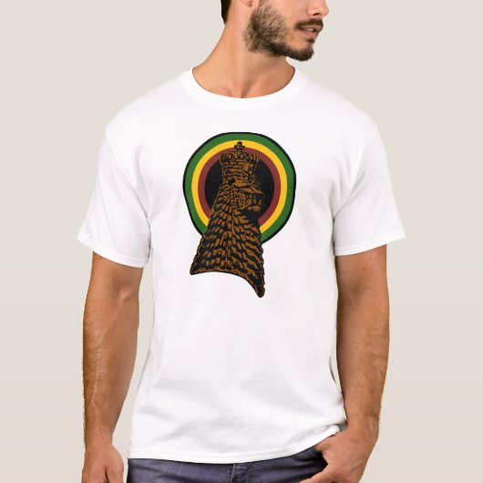Leeuw van Judah Rastafari Rasta Haile Selassie Shi T-shirt (Voorkant)