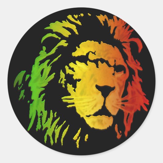 Leeuw van Zion Judah Reggae Leeuw Ronde Sticker (Voorkant)