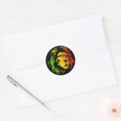 Leeuw van Zion Judah Reggae Leeuw Ronde Sticker (Envelop)