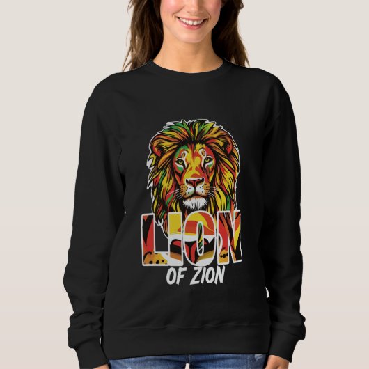 Leeuw van Zion Rasta Reggae Ontwerp Trui (Voorkant)