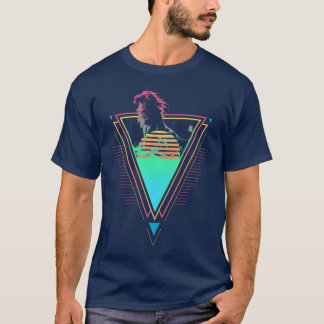 Leeuw Vaporwave Synthwave 90s 80s Zonsondergang gr T-shirt