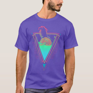 Leeuw Vaporwave Synthwave 90s 80s Zonsondergang jo T-shirt