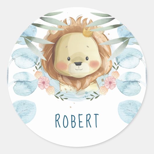 Leeuw verjaardag gepersonaliseerd ronde sticker (Voorkant)