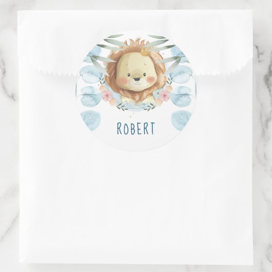 Leeuw verjaardag gepersonaliseerd ronde sticker (Tas)