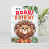 Leeuw verjaardag  kaart (Staand voorkant)