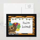 Leeuw Verjaardagsfeestuitnodigingen Uitnodiging Briefkaart (Voorkant / Achterkant)