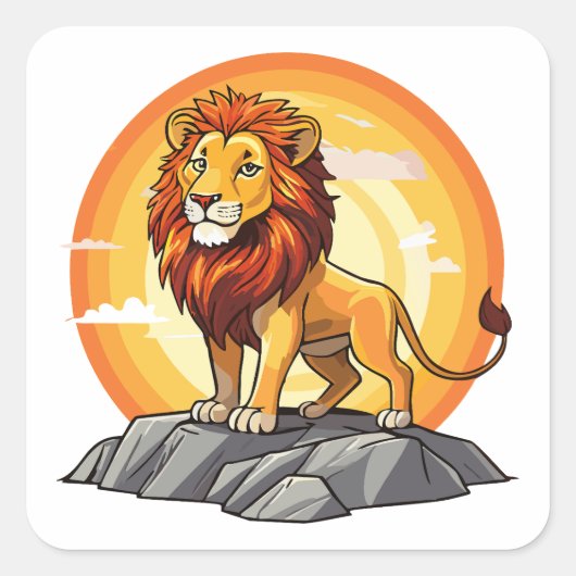 Leeuw Vierkante Sticker (Voorkant)