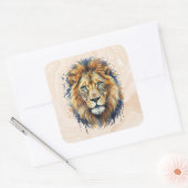 Leeuw Vierkante Sticker (Envelop)