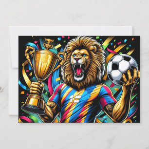 Leeuw Voetbal Kampioen Trofee Voetbal Overwinning Aankondiging