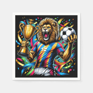 Leeuw Voetbal Kampioen Trofee Voetbal Overwinning Servet